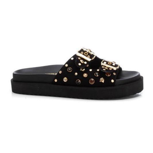 Chinelo Plataforma Tachas Negro Carmela