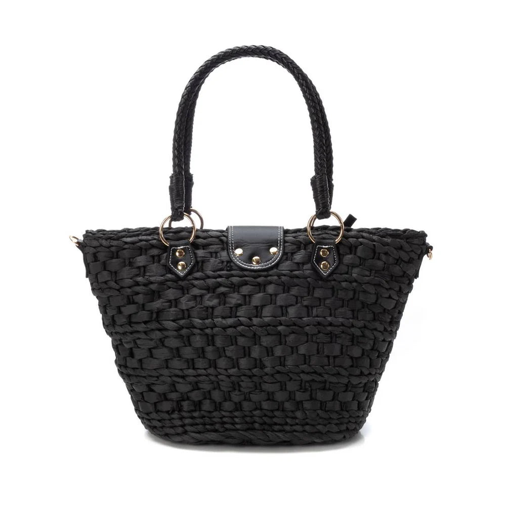 Bolsa Ráfia detalhes Vegan Black
