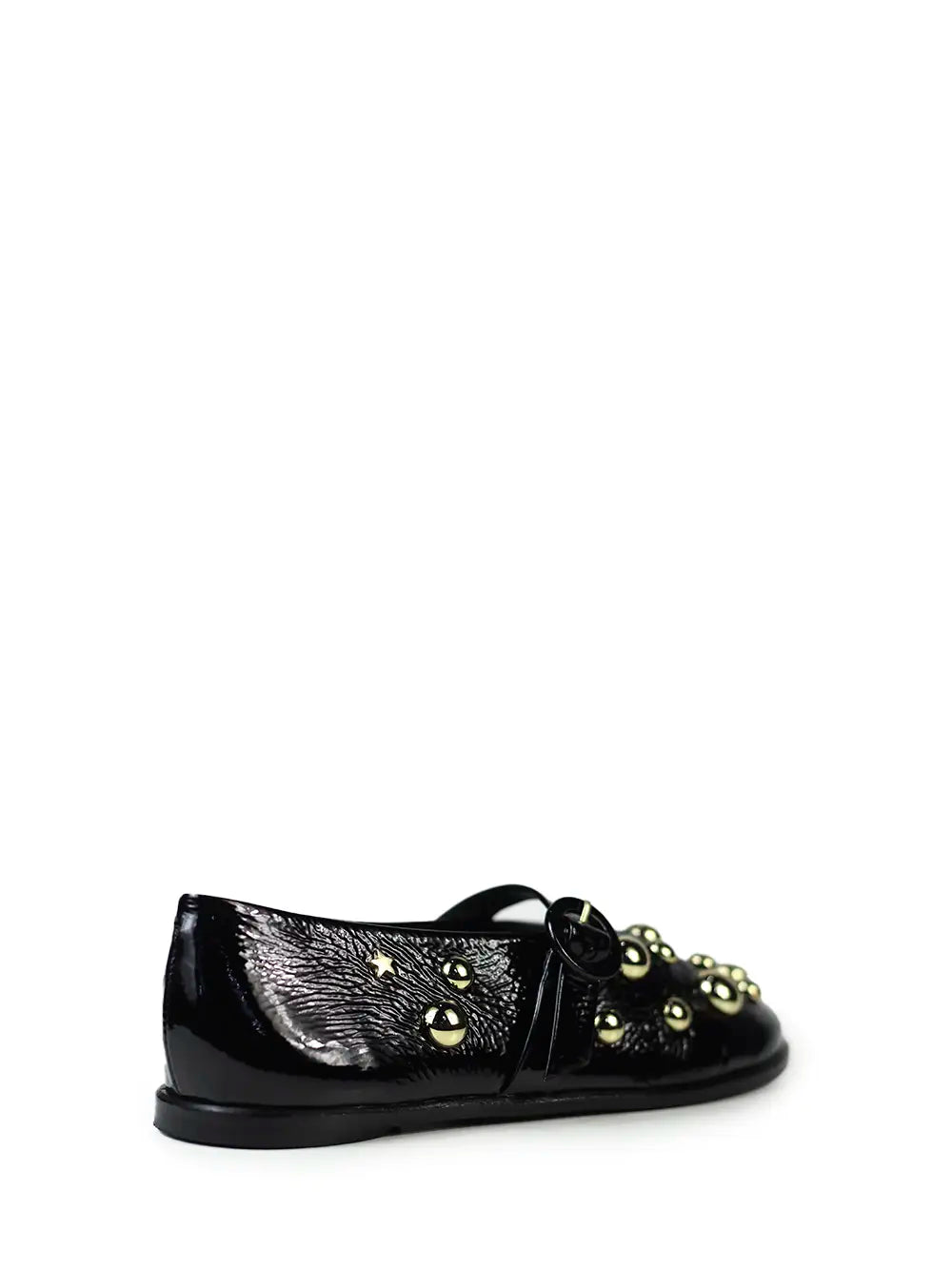 Must Have - Sabrina Preta Envernizada Tachas Douradas Cubanas