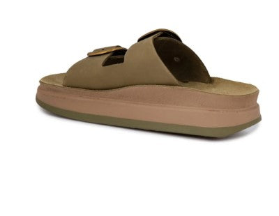 Plataforma Extra conforto em pele kaki Fantasy