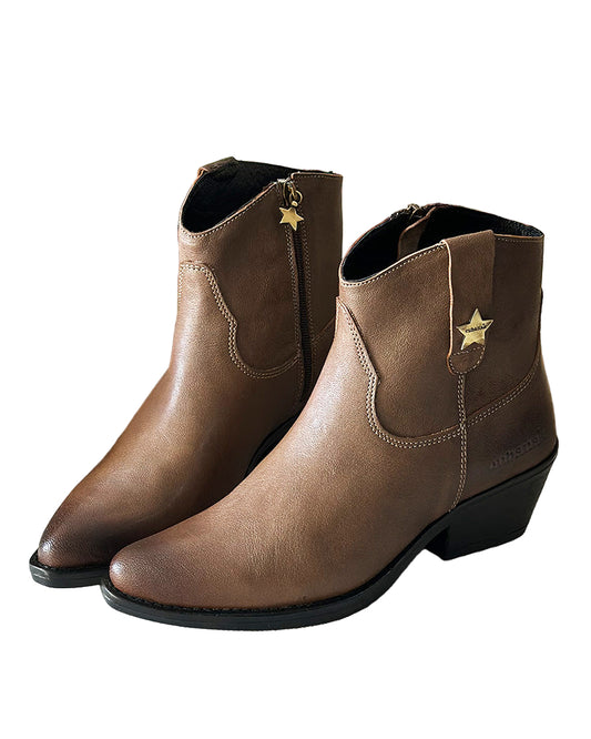 Botim Estilo Texana com fecho em Pele Cubanas