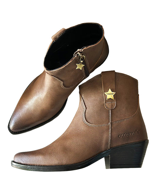 Botim Estilo Texana com fecho em Pele Cubanas