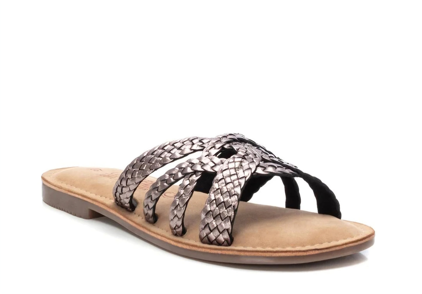 Chinelo Pele entrançada Chumbo Carmela