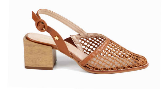 Sandália tacão Médio Rede Pele Cubanas