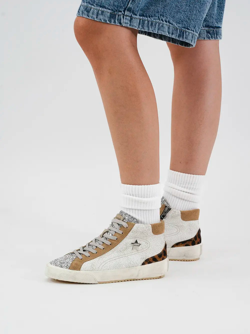 Must Have - Ténis Pele Branca e Glitter Cubanas