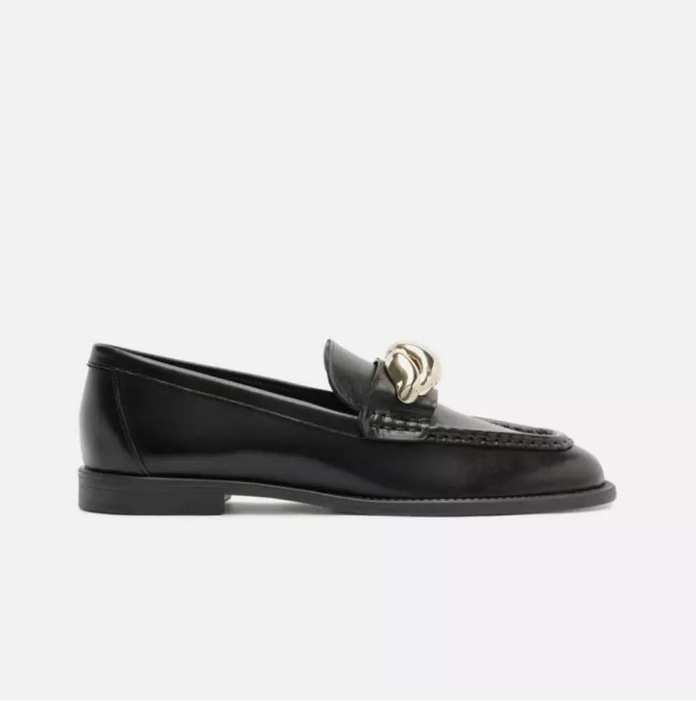 Loafer Arezzo Fivela Ondas Dourado