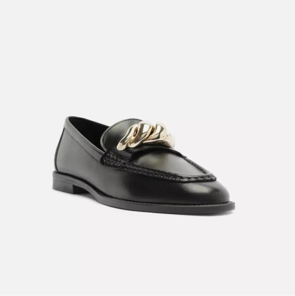 Loafer Arezzo Fivela Ondas Dourado