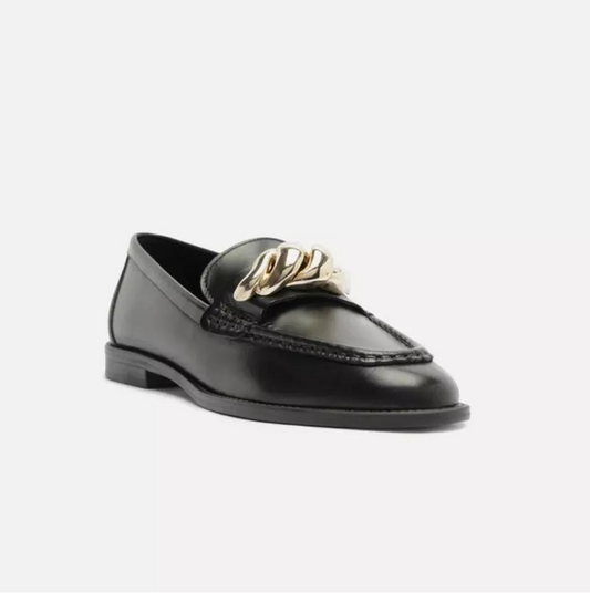 Loafer Arezzo Fivela Ondas Dourado