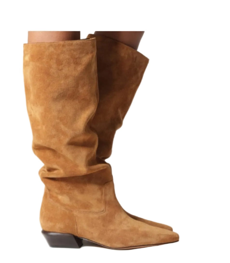 Bota Camurça camel Arezzo enrugada