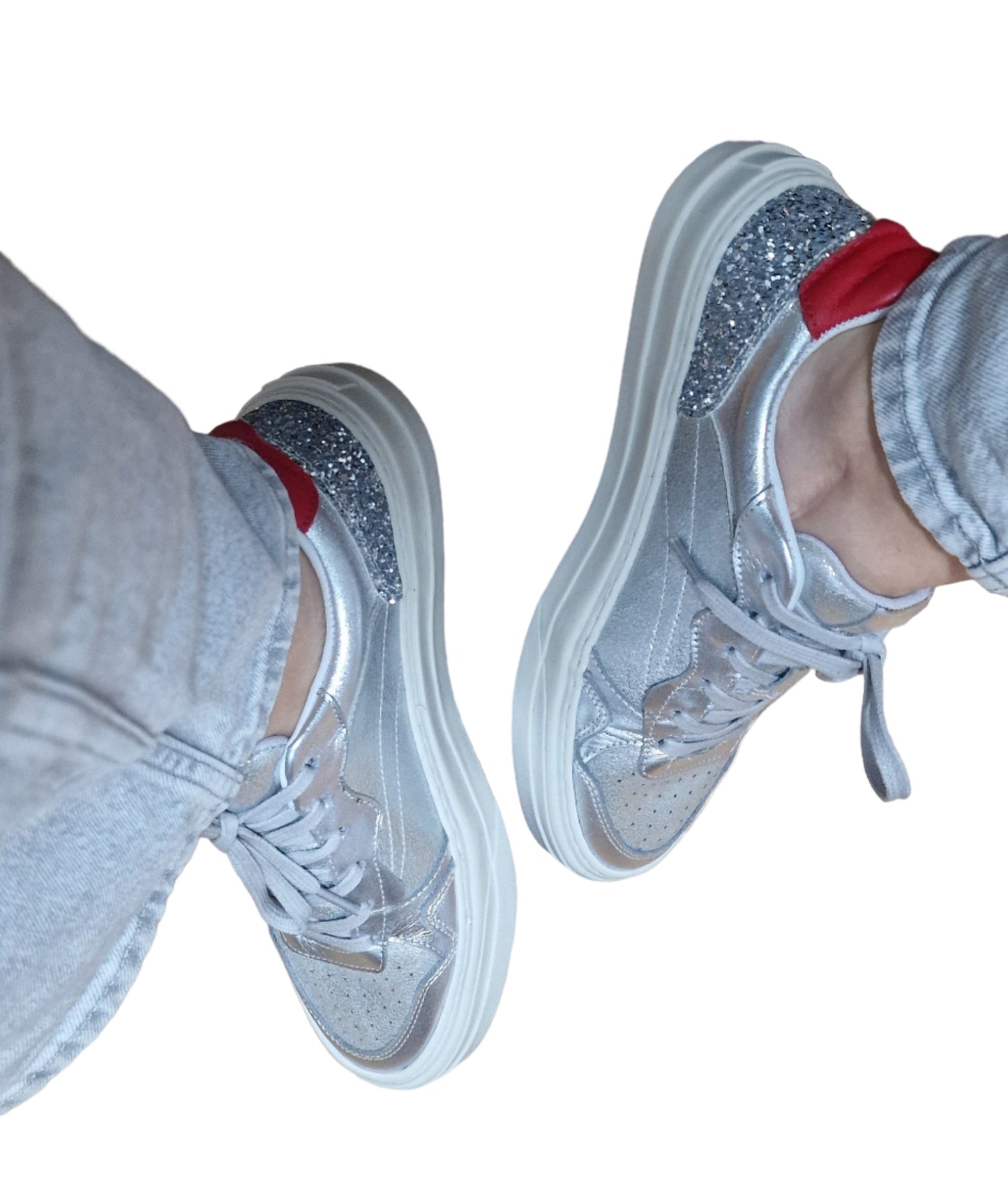 Must Have - Ténis Pele  Prateada com Glitter Cubanas