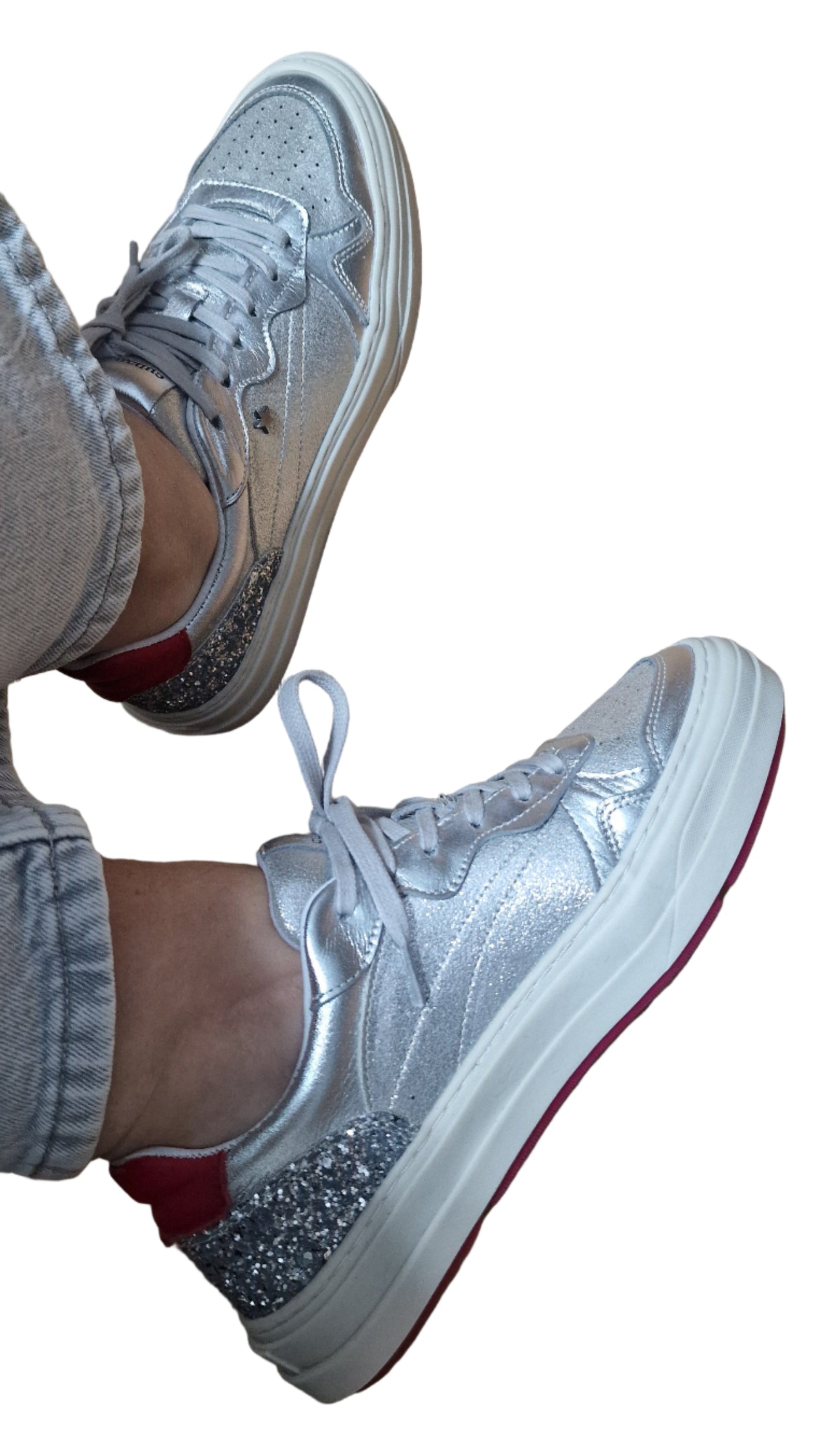 Must Have - Ténis Pele  Prateada com Glitter Cubanas